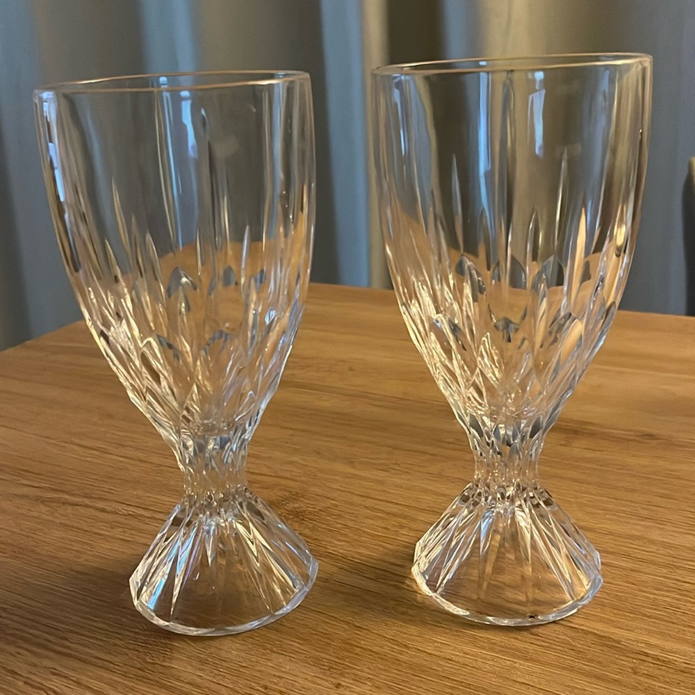 MIKASA Horizon Cut  Crystal Wine/ Water Goblets Set of 2 Made in Austria